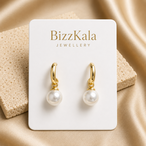 Pearl Drop Hoop Earrings for Women