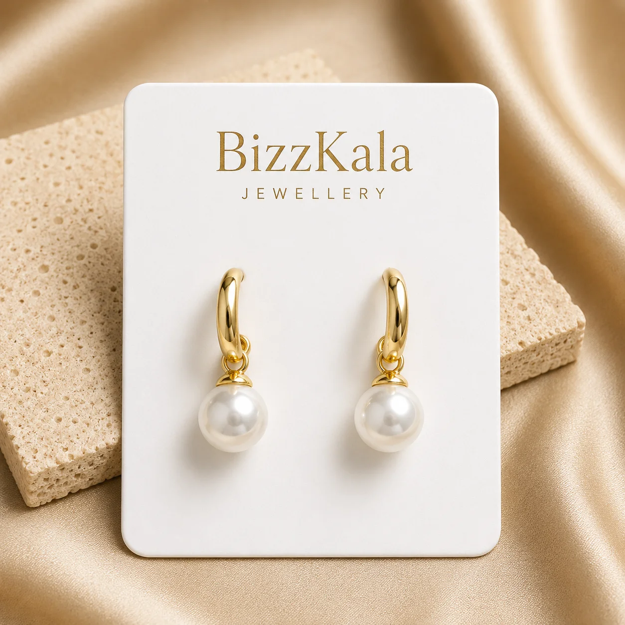 Pearl Drop Hoop Earrings for Women - Image 1