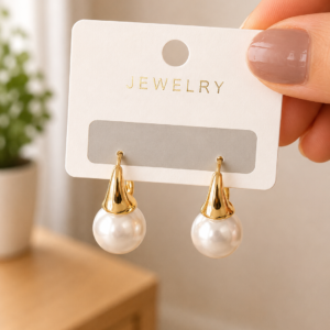 Pearl Drop Hoop Earrings for Women - Image 4