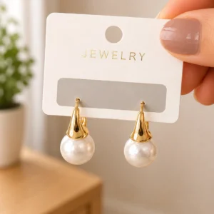Pearl Drop Hoop Earrings for Women - Image 4