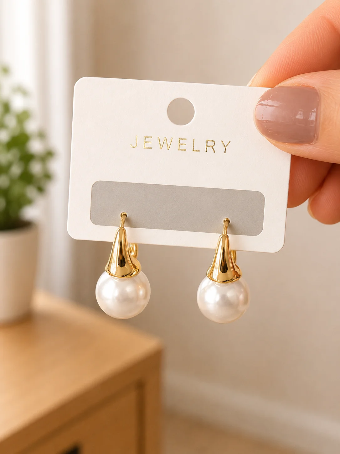 Pearl Drop Hoop Earrings for Women - Image 4