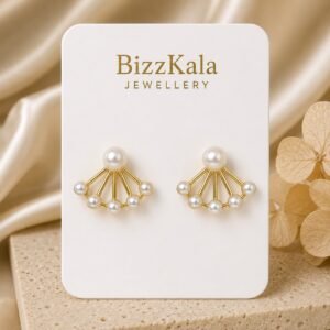 Pearl Fan Statement Earrings for Women