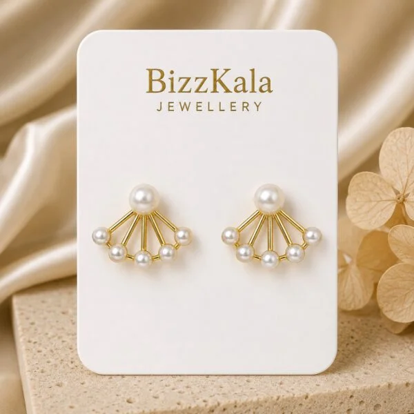 Pearl Fan Statement Earrings for Women