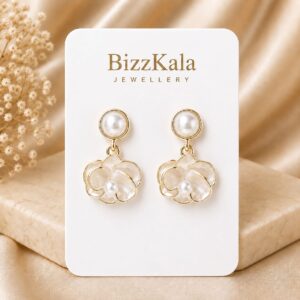 Pearl Floral Drop Earrings for Women