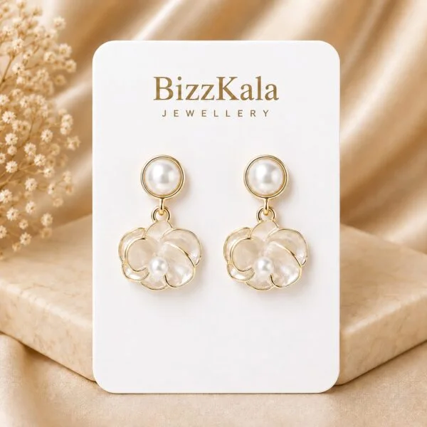 Pearl Floral Drop Earrings for Women