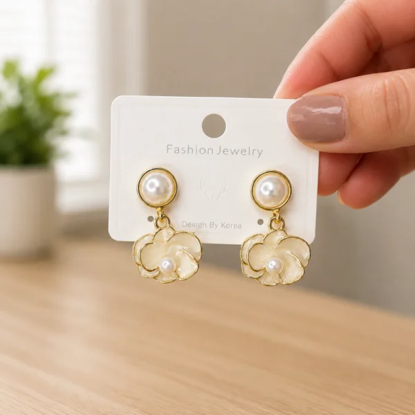 Pearl Floral Drop Earrings for Women