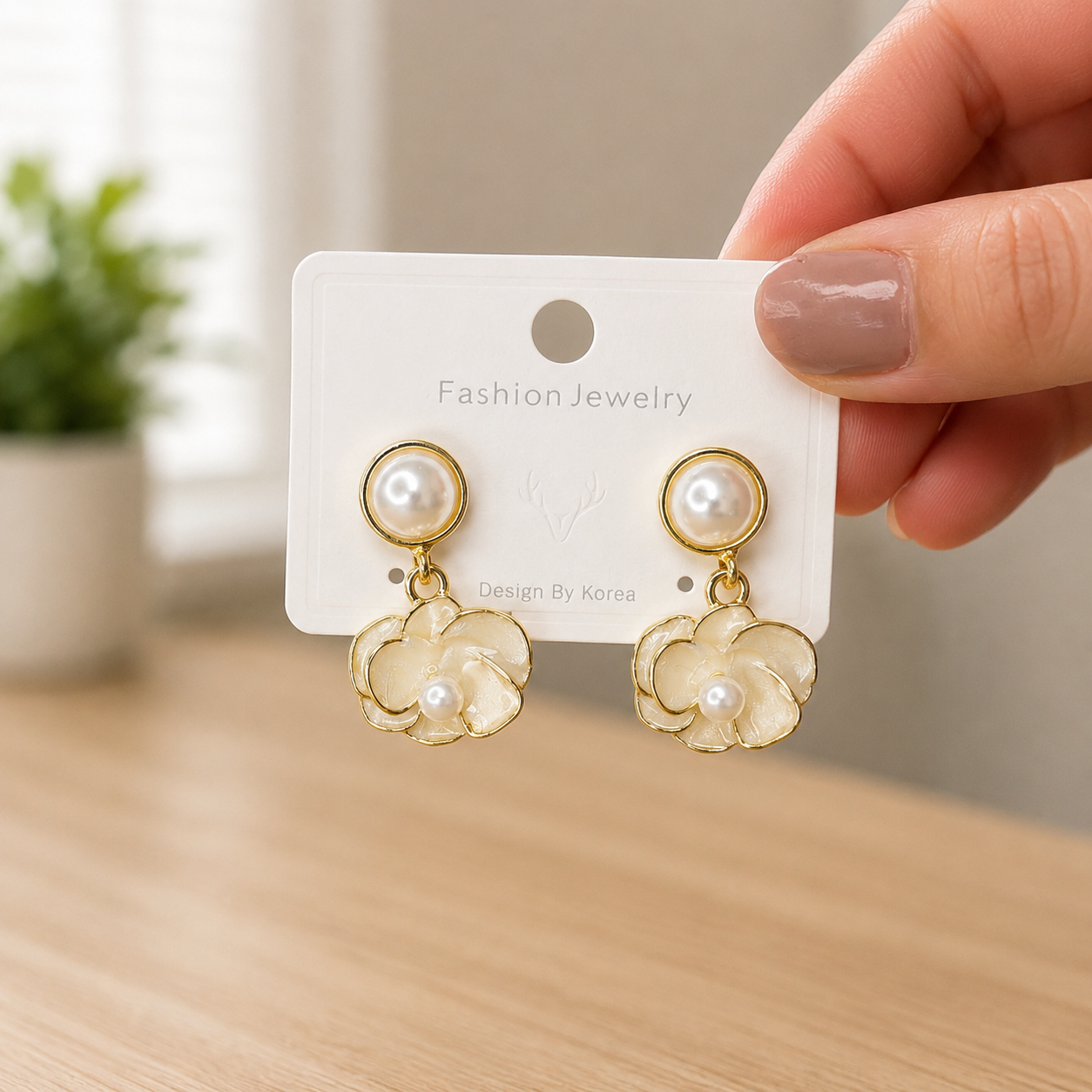 Pearl Floral Drop Earrings for Women - Image 4