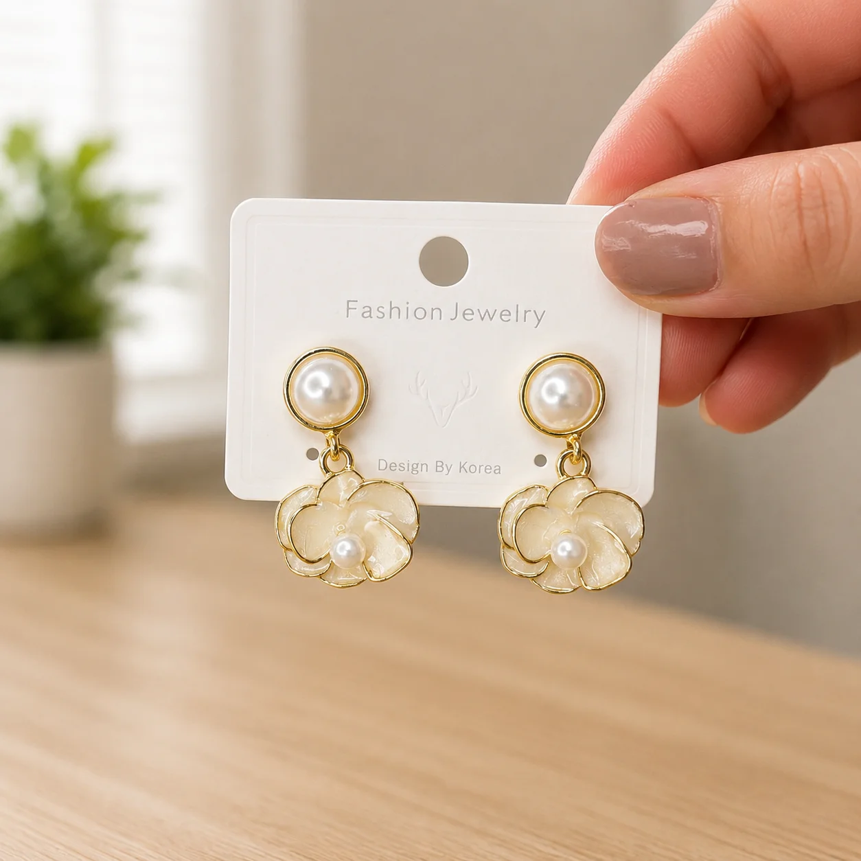 Pearl Floral Drop Earrings for Women - Image 4