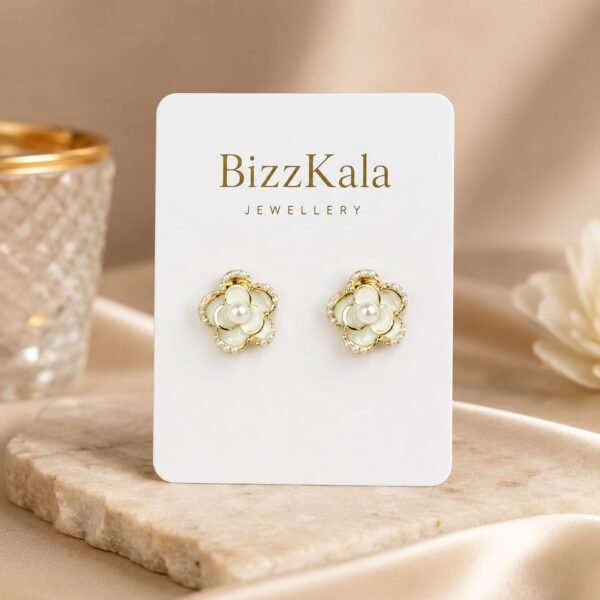 Pearl Flower Stud Earrings for Women