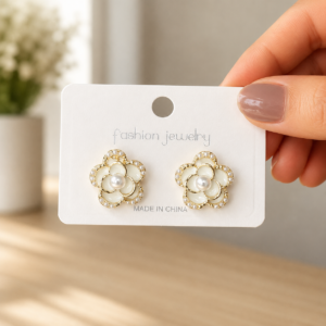 Pearl Flower Stud Earrings for Women - Image 4