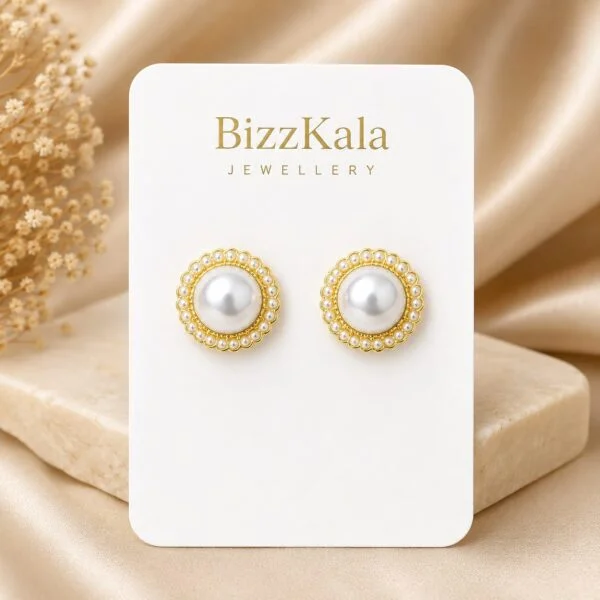 Pearl Halo Stud Earrings for Women