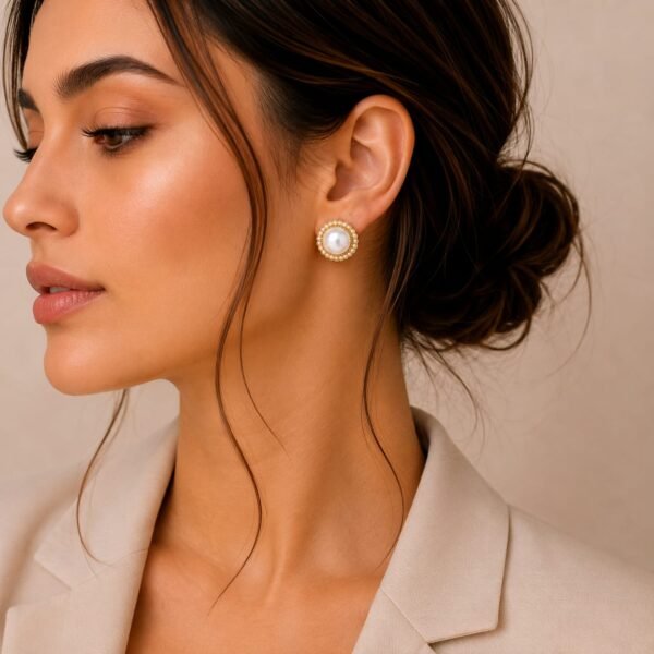 Pearl Halo Stud Earrings for Women