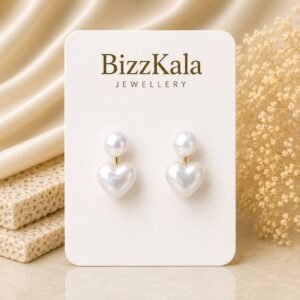 Pearl Heart Drop Earrings for Women