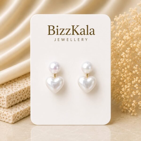 Pearl Heart Drop Earrings for Women