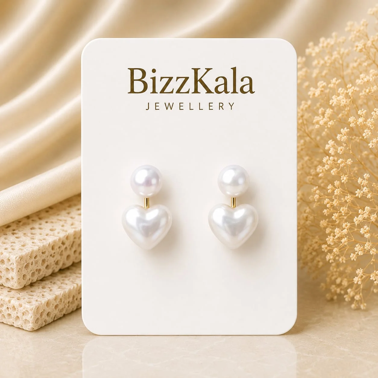 Pearl Heart Drop Earrings for Women - Image 1