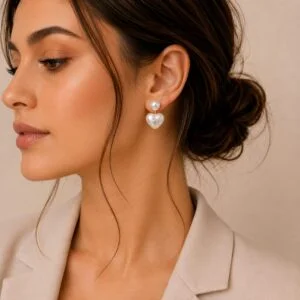 Pearl Heart Drop Earrings for Women - Image 2