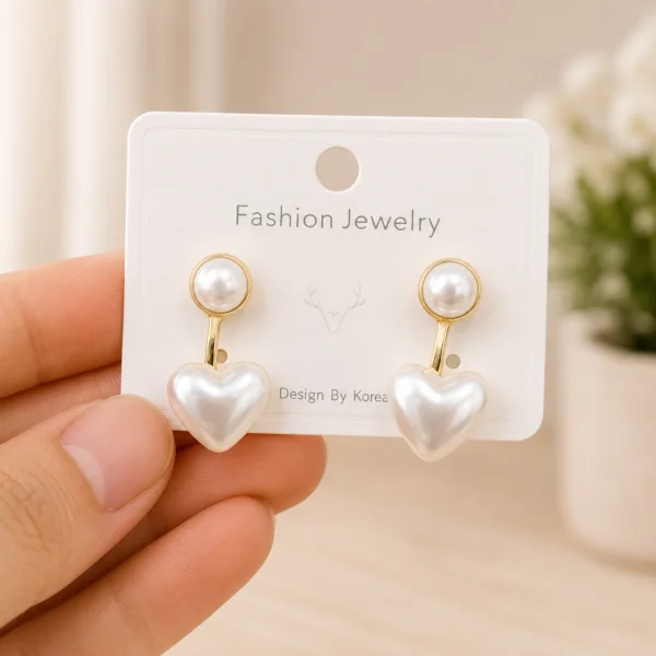 Pearl Heart Drop Earrings for Women