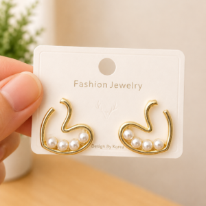 Pearl Heart Stud Earrings for Women - Image 4