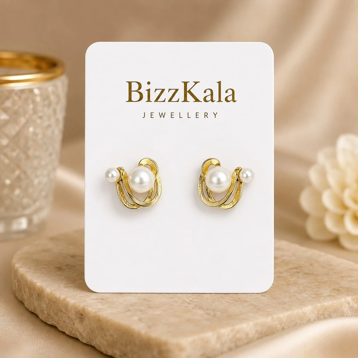 Pearl Knot Stud Earrings for Women - Image 1