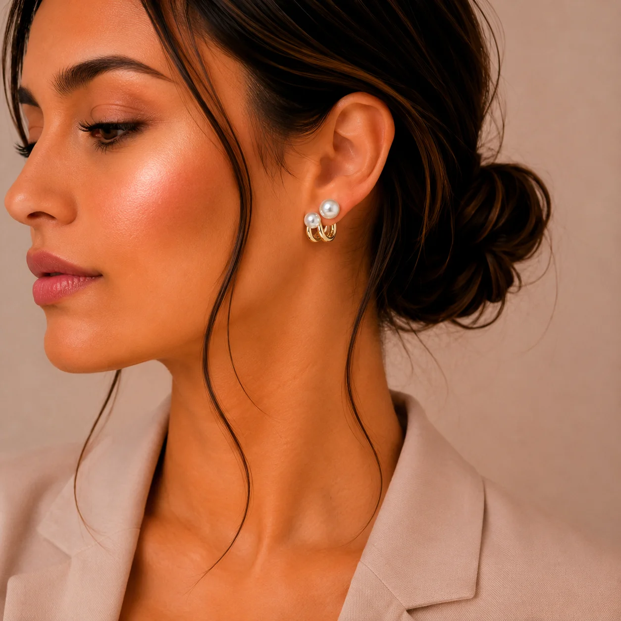 Pearl Knot Stud Earrings for Women - Image 2