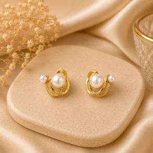 Pearl Knot Stud Earrings for Women - Image 3