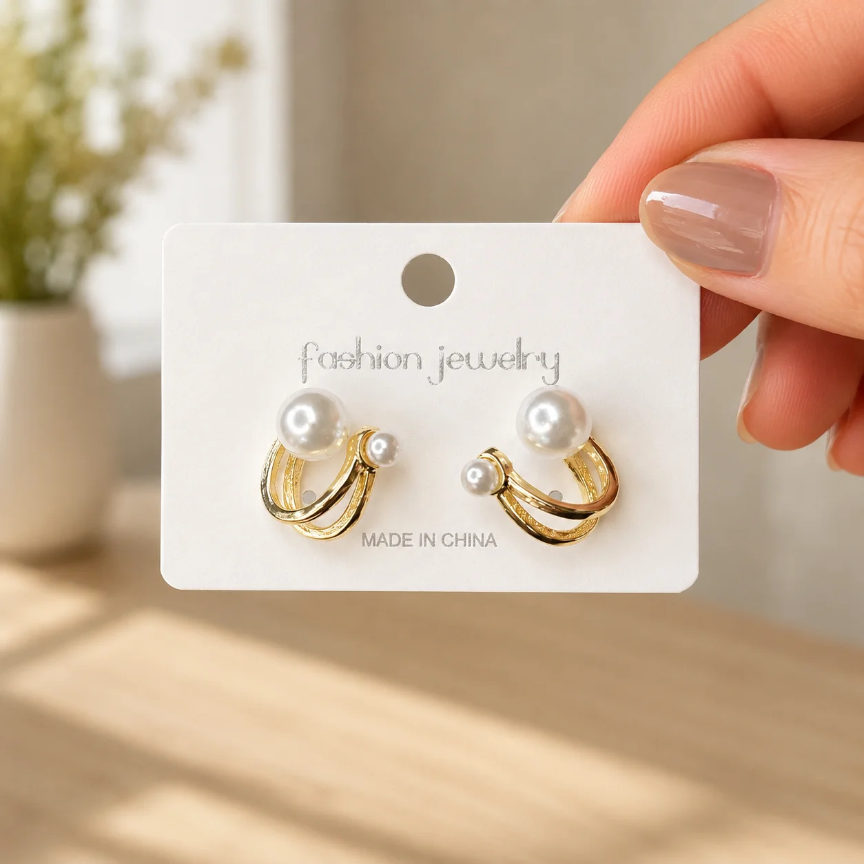 Pearl Knot Stud Earrings for Women - Image 4