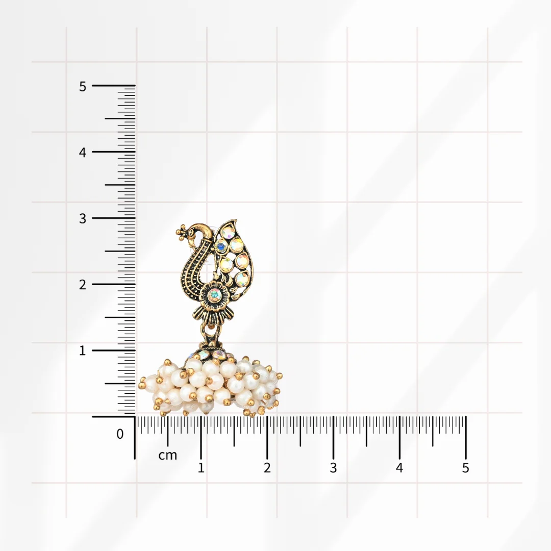 Antique Pearl Peacock Jhumka for Women - Image 4