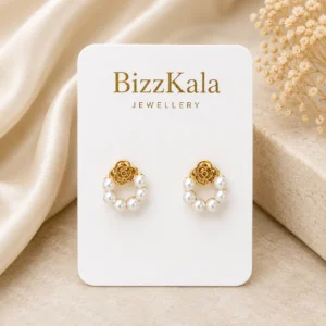Pearl Rose Flower Stud Earrings for Women