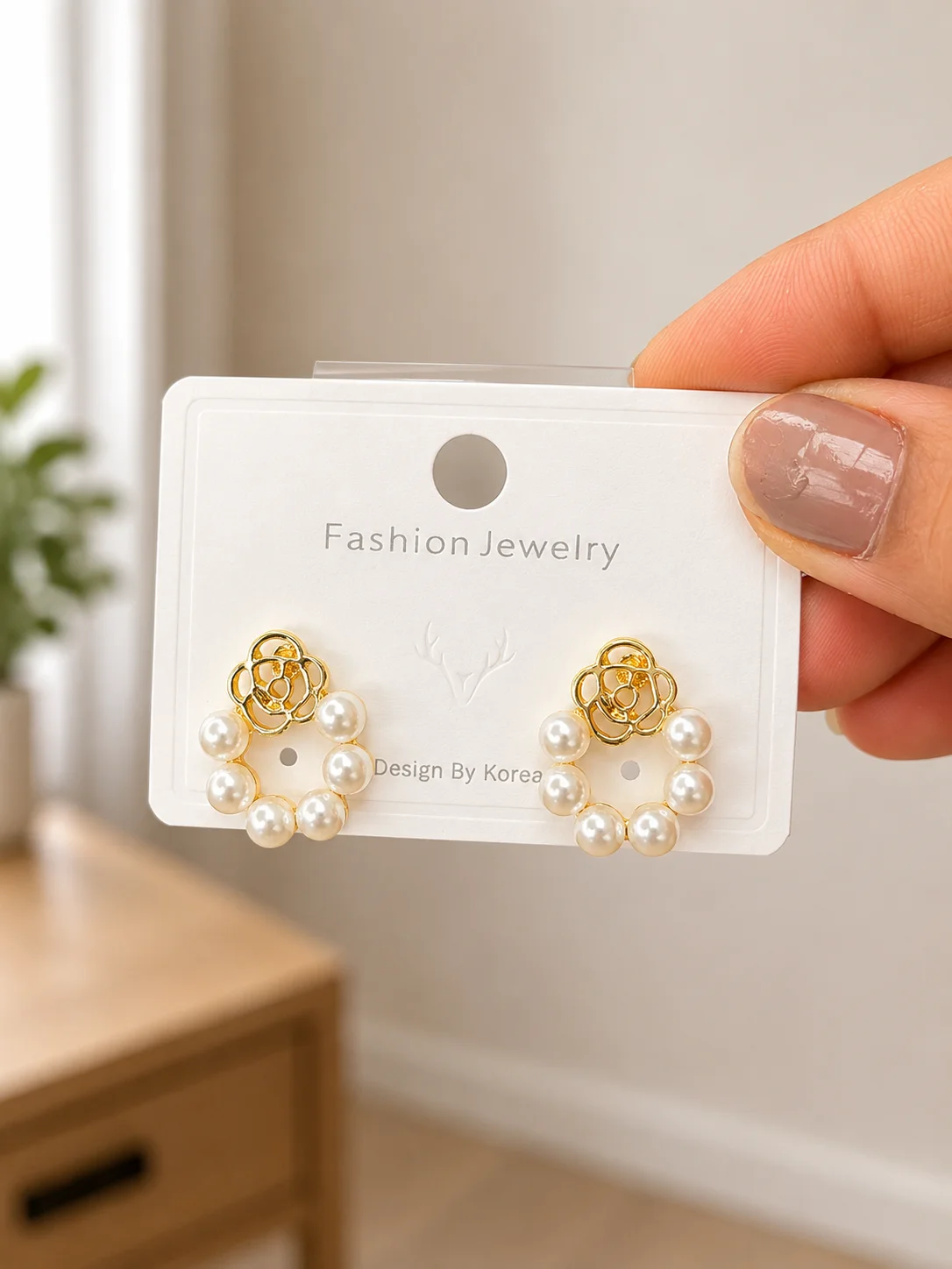 Pearl Rose Flower Stud Earrings for Women - Image 4