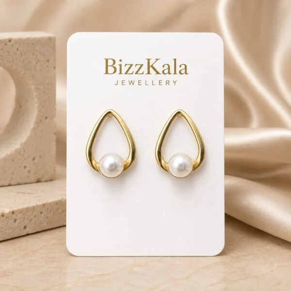 Pearl Teardrop Stud Earrings for Women