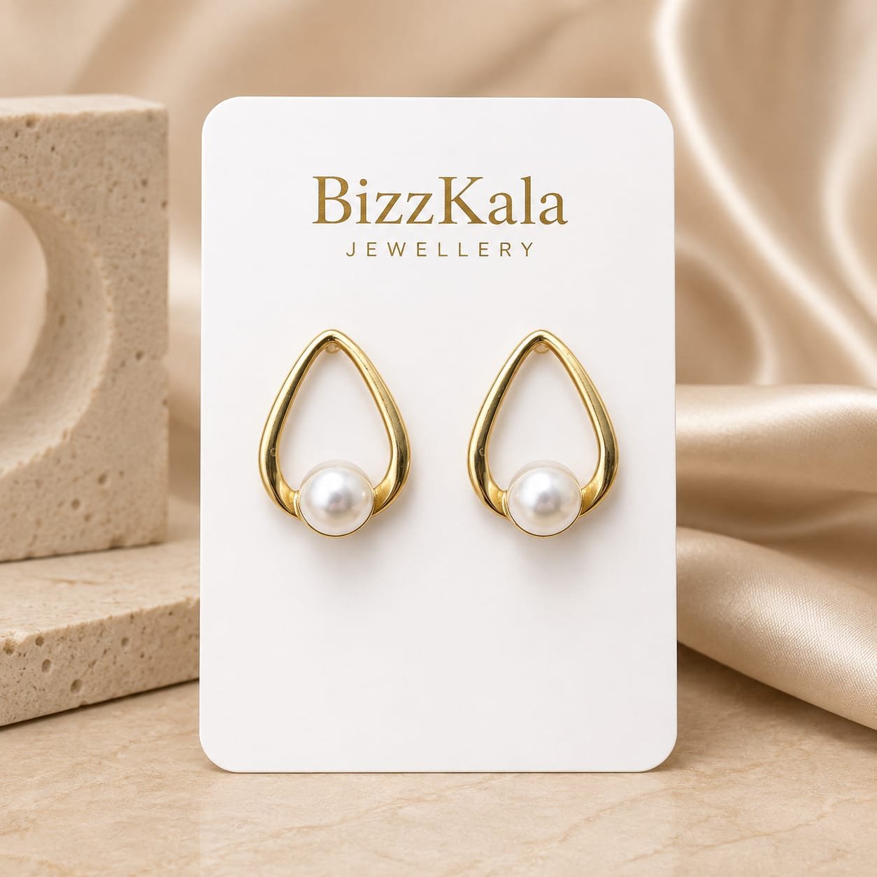 Pearl Teardrop Stud Earrings for Women - Image 1