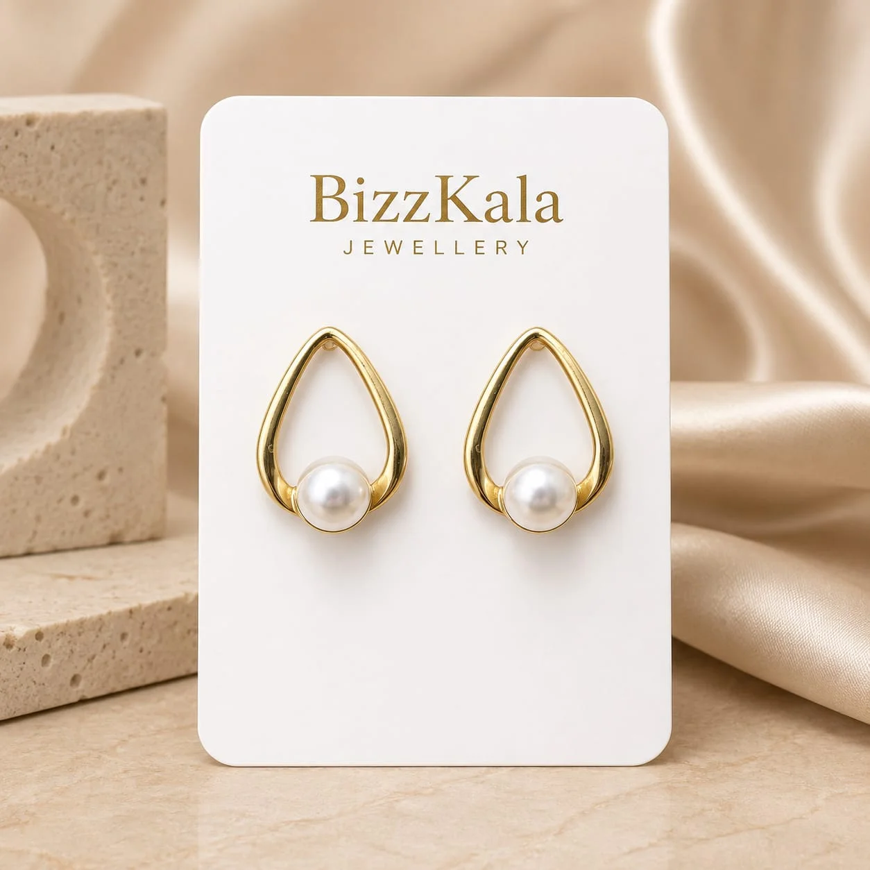 Pearl Teardrop Stud Earrings for Women - Image 1