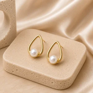 Pearl Teardrop Stud Earrings for Women - Image 3