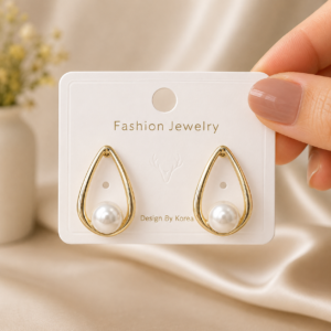 Pearl Teardrop Stud Earrings for Women - Image 4