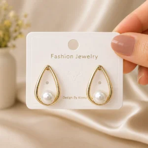 Pearl Teardrop Stud Earrings for Women - Image 4