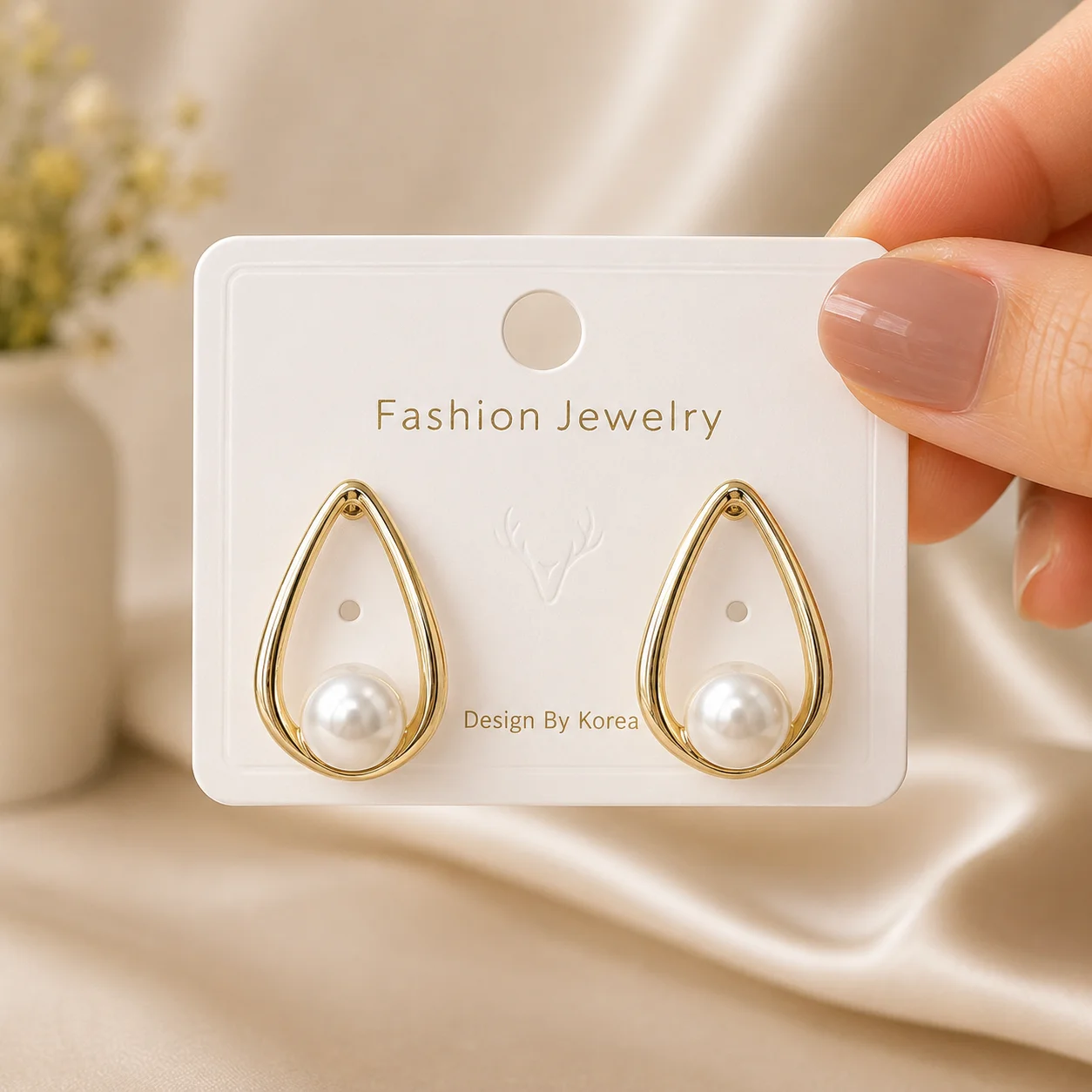 Pearl Teardrop Stud Earrings for Women - Image 4
