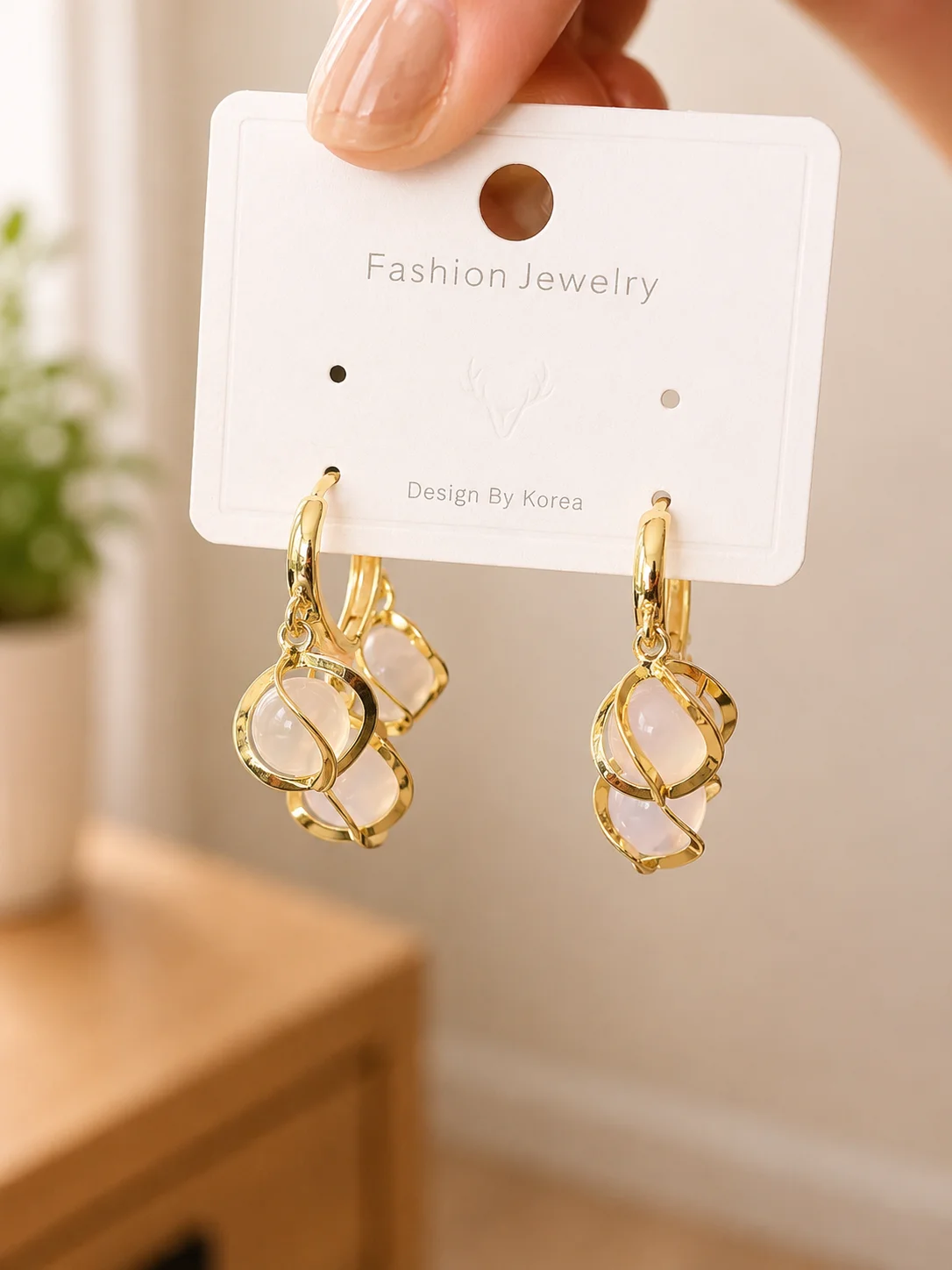 Pearl Triple Drop Hoop Earrings for Women - Image 4