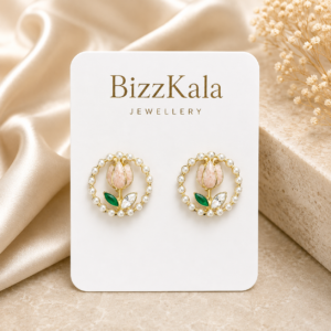 Pearl Tulip Wreath Stud Earrings for Women