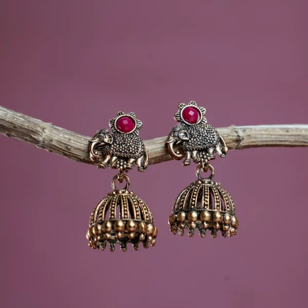 Pink Elephant Dome Jhumka for Women