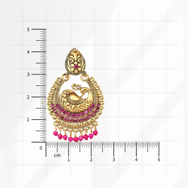 Pink Peacock Antique Jhumka for Women