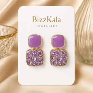 Purple Crystal Statement Stud Earrings for Women