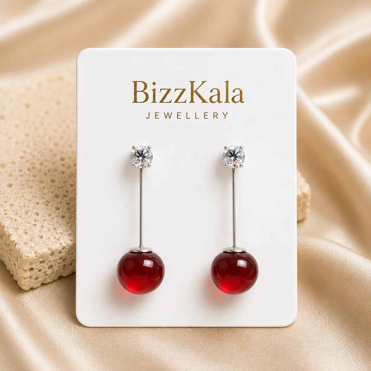 Red Cherry Drop Earrings for Women - Image 1