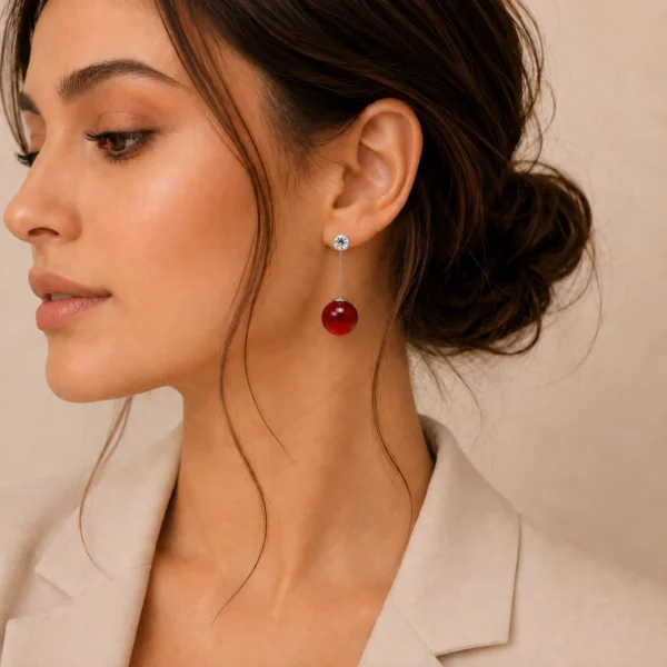 Red Cherry Drop Earrings for Women