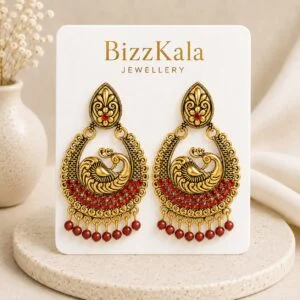 Red Peacock Antique Jhumka for Women
