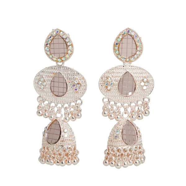Rose Gold Mirror Jhumka for Women
