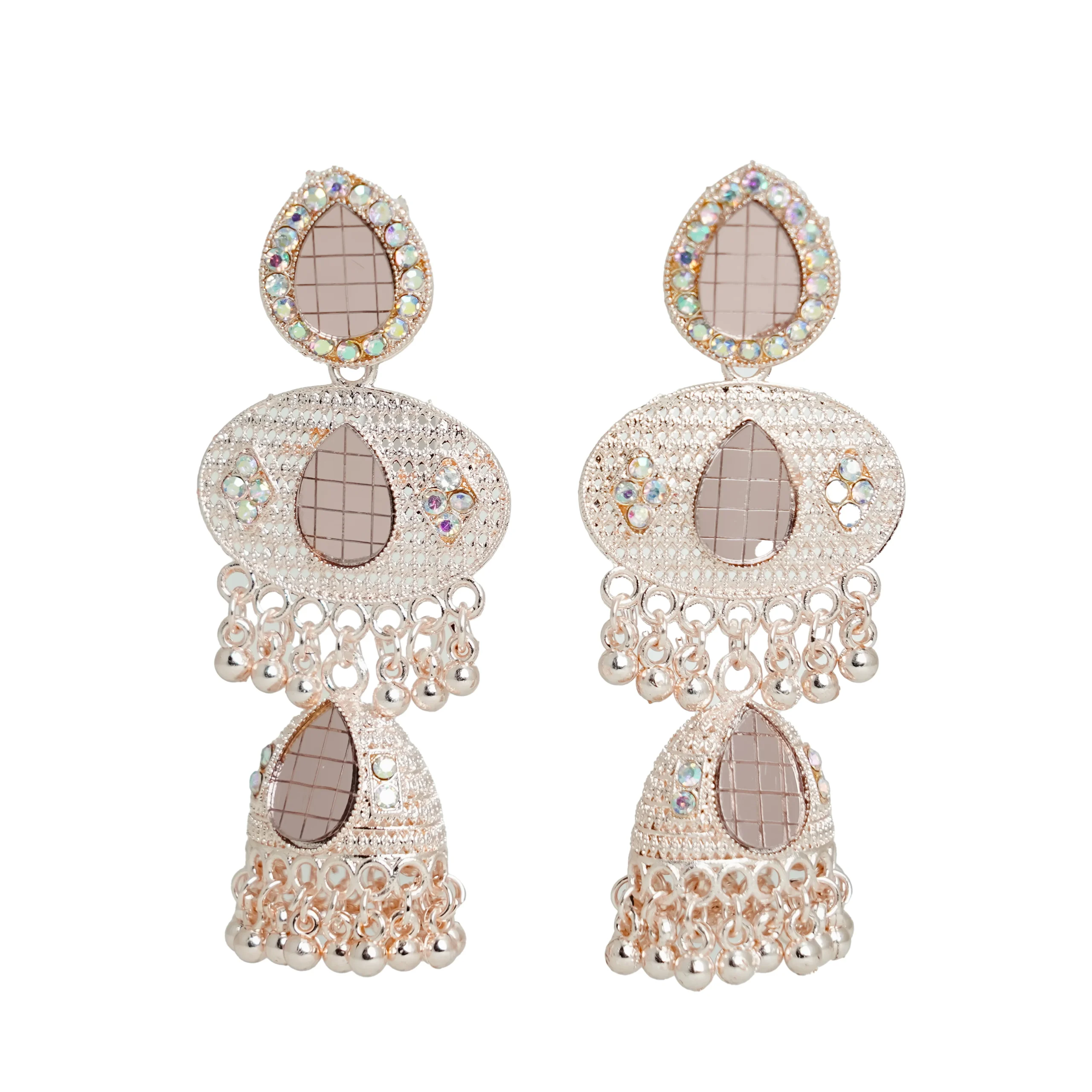 Rose Gold Mirror Jhumka for Women - Image 3
