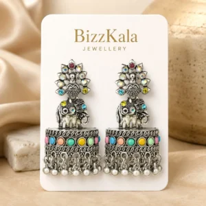 Silver Elephant Multicolor Jhumka for Women
