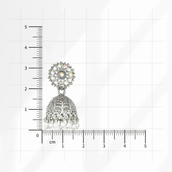 Silver Floral Pearl Jhumka for Women