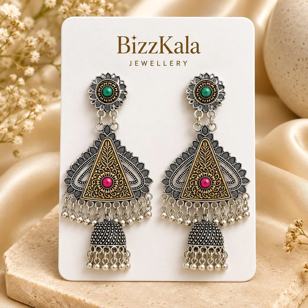Silver Triangle Jhumka for Women - Image 1