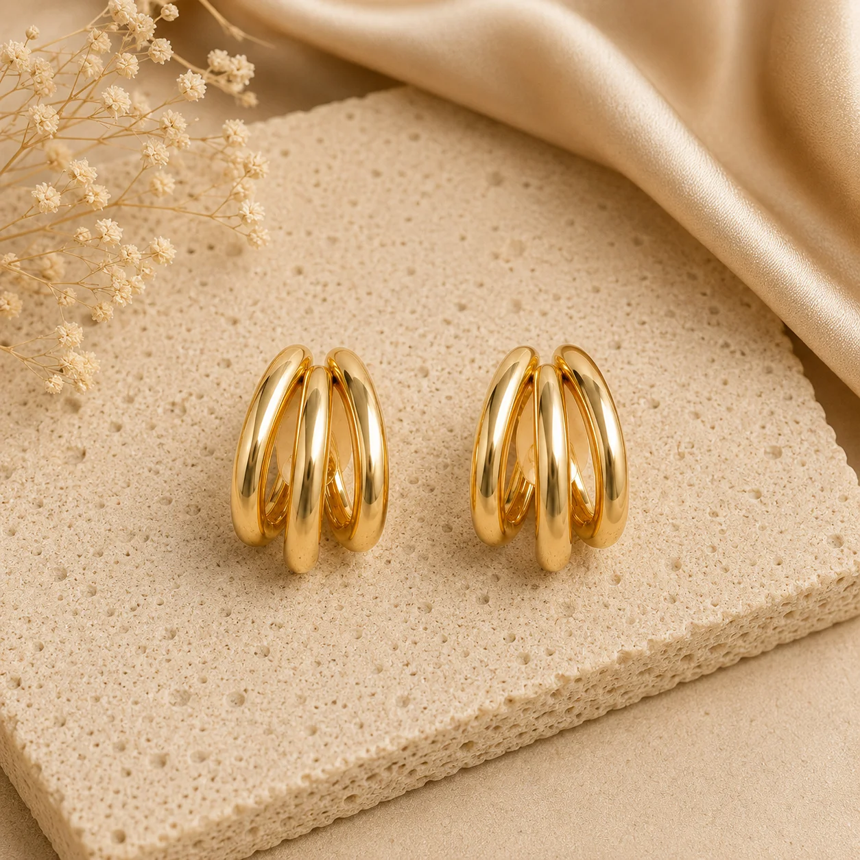 Triple Band Hoop Earrings for Women - Image 3